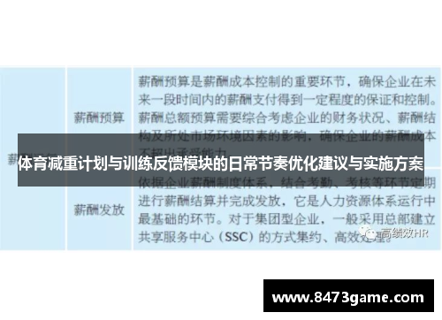体育减重计划与训练反馈模块的日常节奏优化建议与实施方案